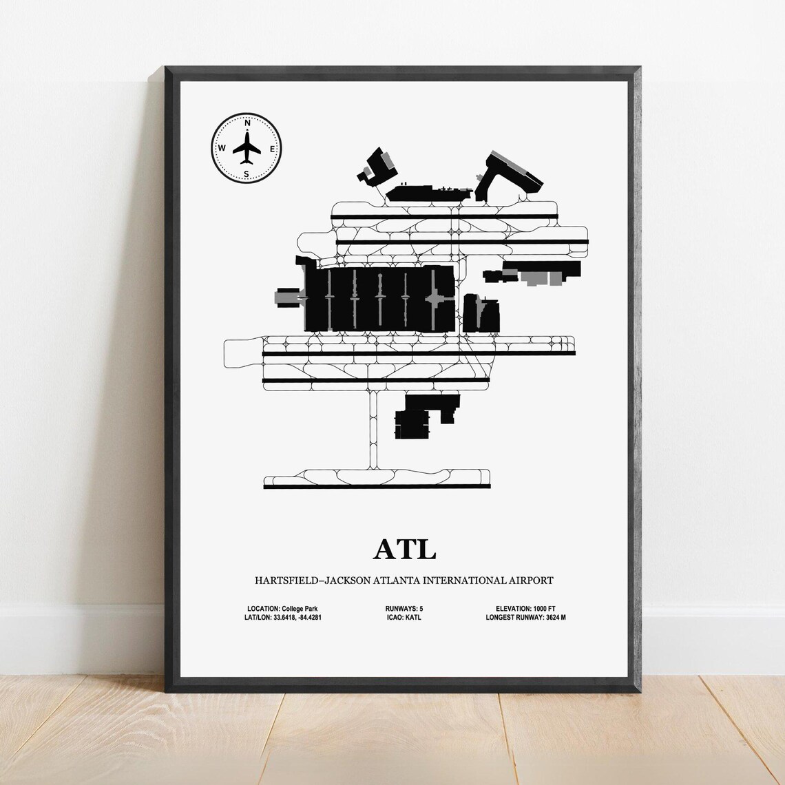 Hartsfield-Jackson Atlanta International Airport Map Poster