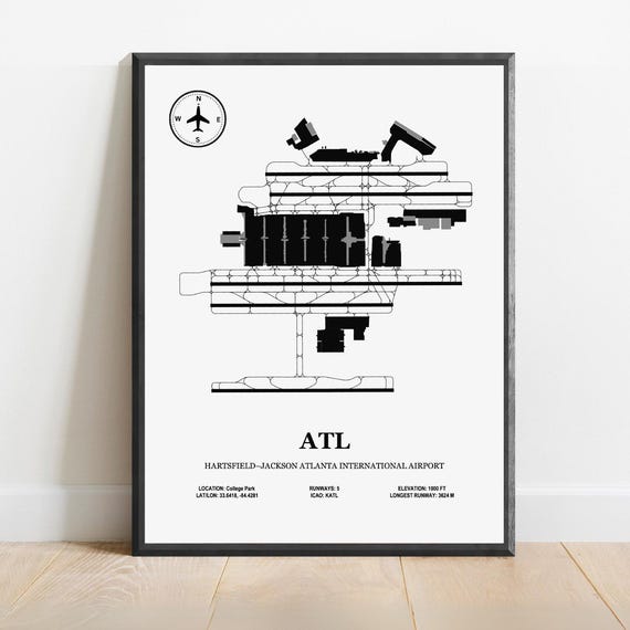 Hartsfield-Jackson Atlanta International Airport Map Poster