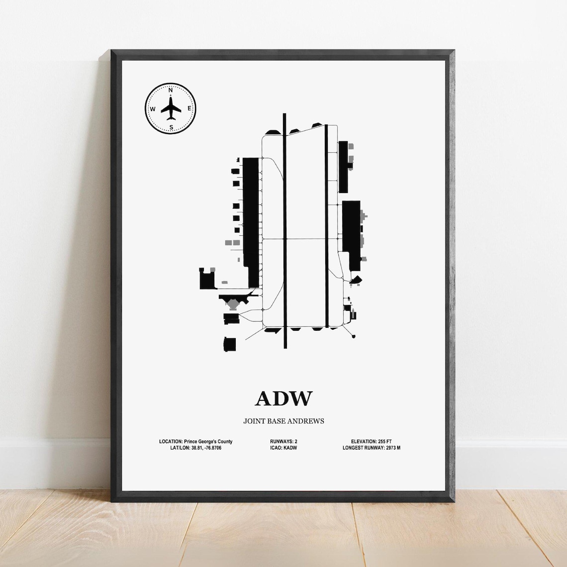 Joint Base Andrews Airport Design Map, Aviation Poster