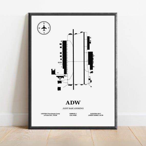 Joint Base Andrews Airport Design Map, Aviation Poster