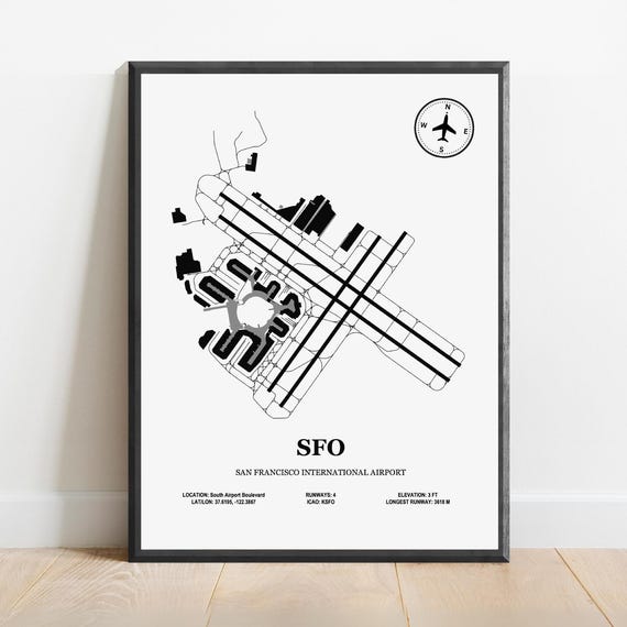 SFO San Francisco International Airport Map Poster