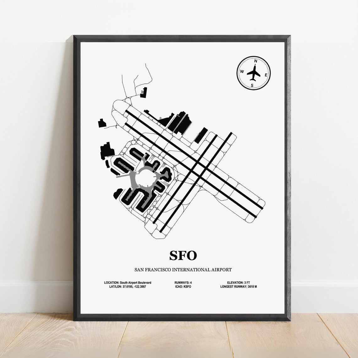 SFO San Francisco International Airport Map Poster