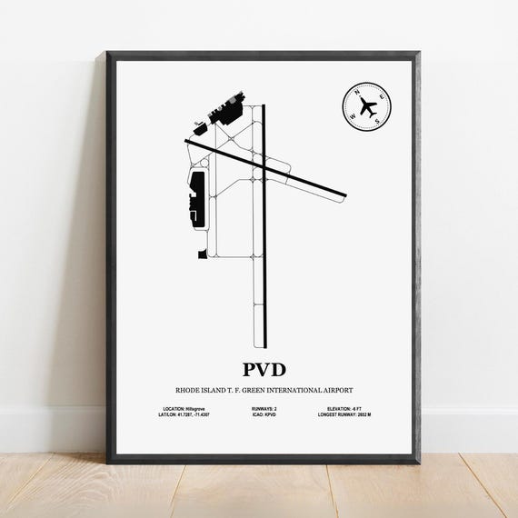 Pvd Rhode Island T F Green International Airport Design Map Aviation Poster