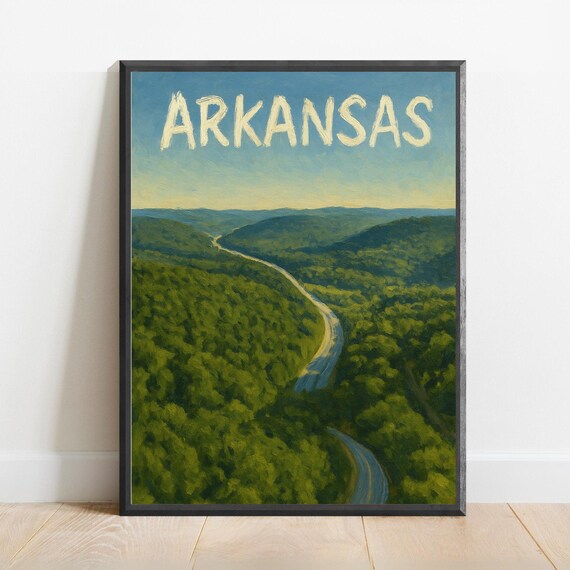 Arkansas Poster Impressionist Travel Art Print Modern Wall Decor Bold Textured Brushstrokes