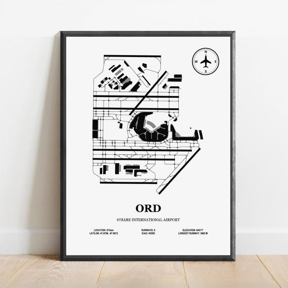 ORD O'Hare International Airport Design Map Poster