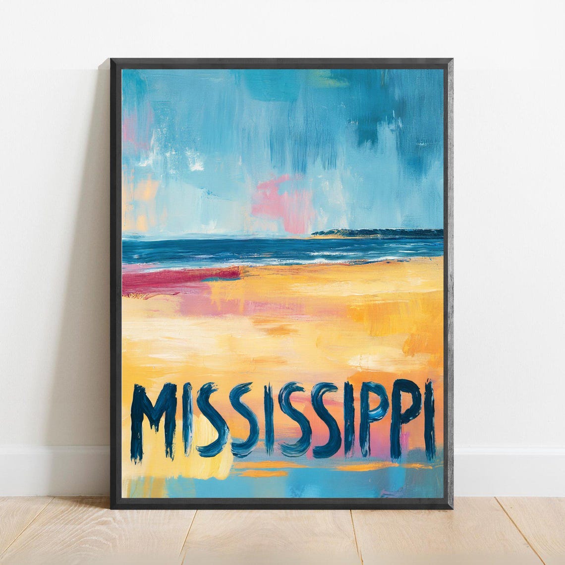 Mississippi Gulf Coast Abstract Sunset Beach Typography Poster