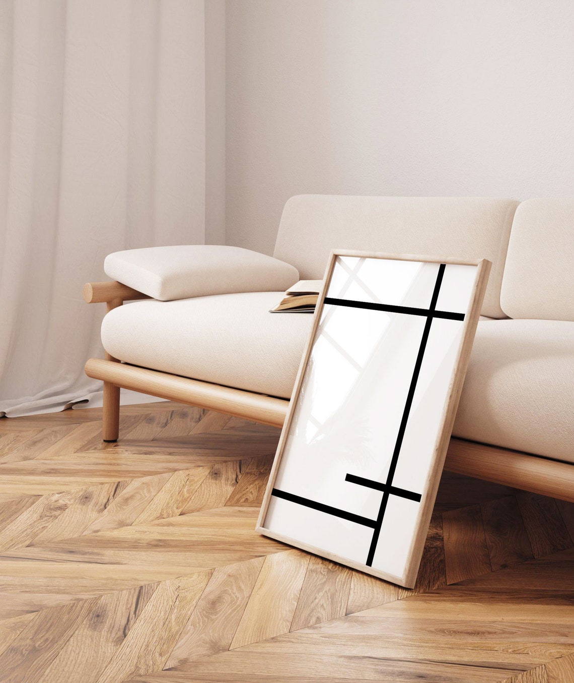 Black Grid Lines Minimalist Mondrian Style Modern Art Poster