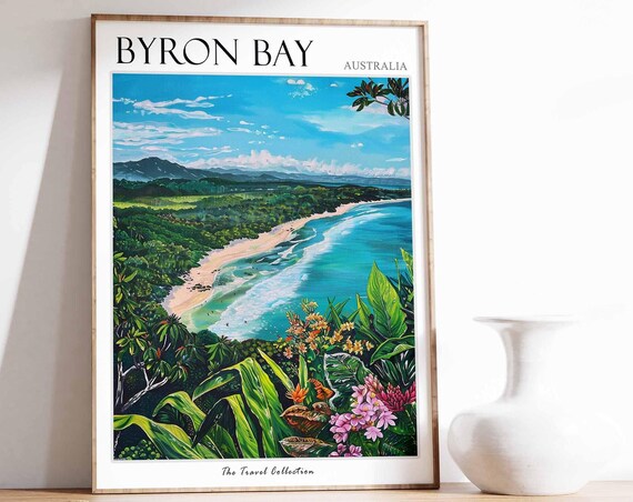Byron Bay Australia Tropical Coast Aerial View Travel Collection Poster