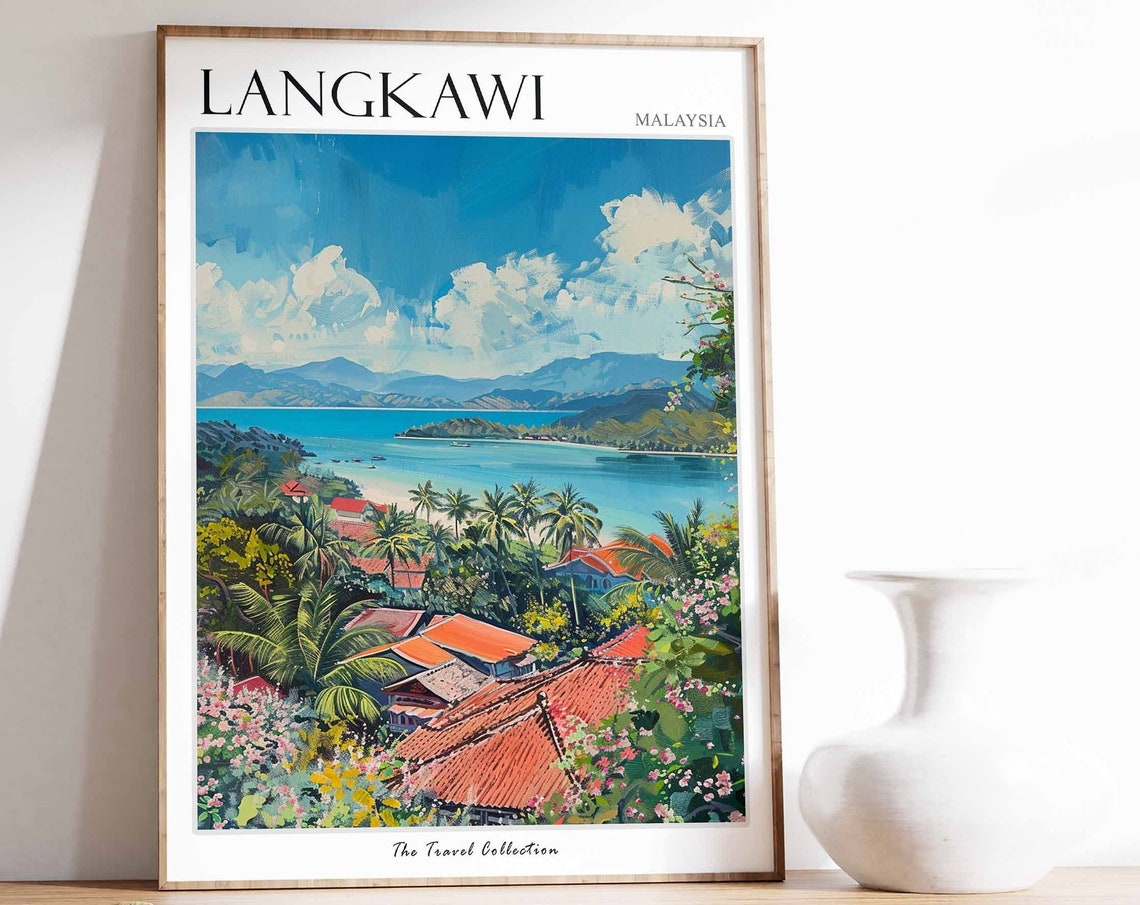 Langkawi Malaysia Tropical Island Beach Painted Travel Poster
