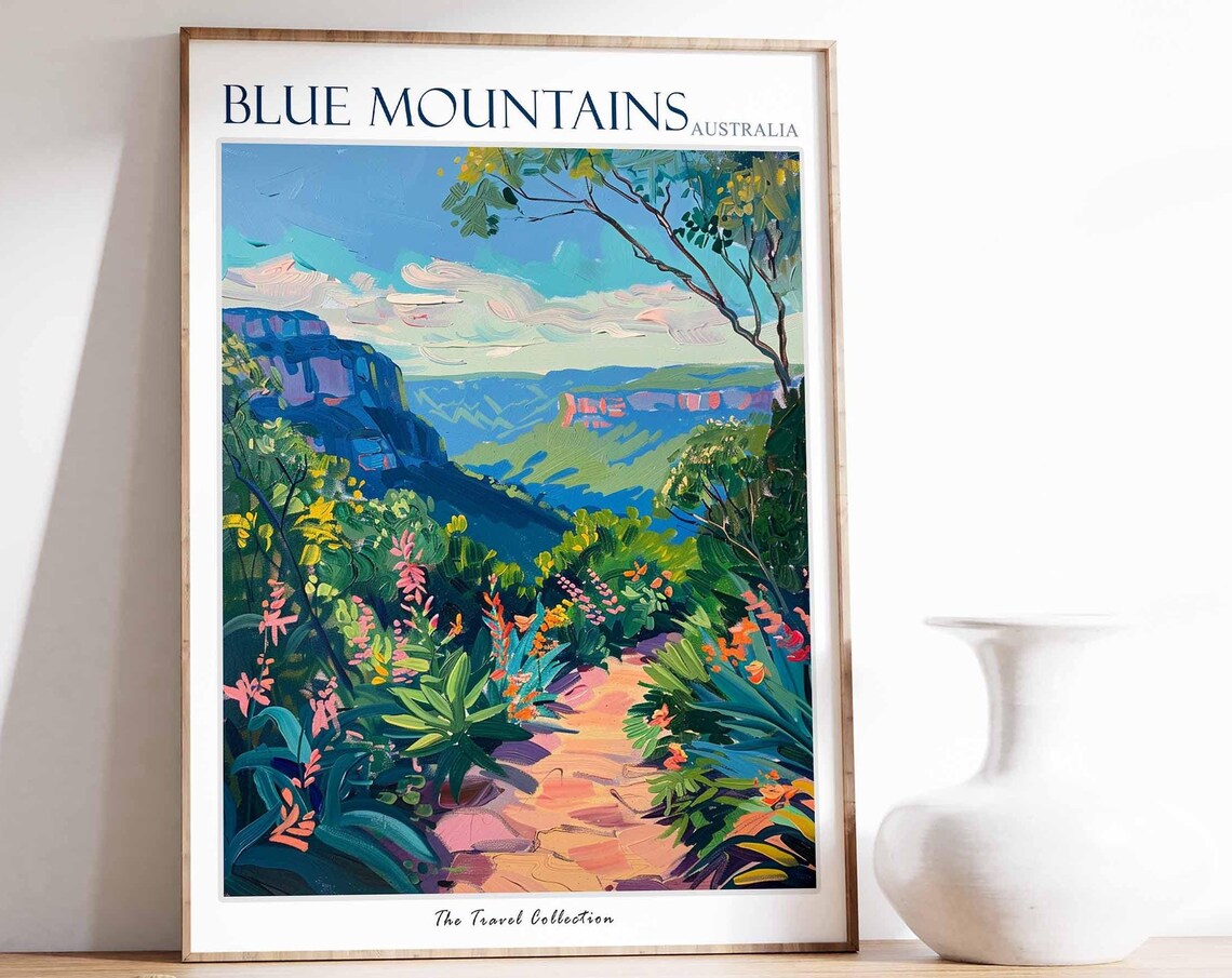 Blue Mountains Australia Travel Poster, Wall Art Print