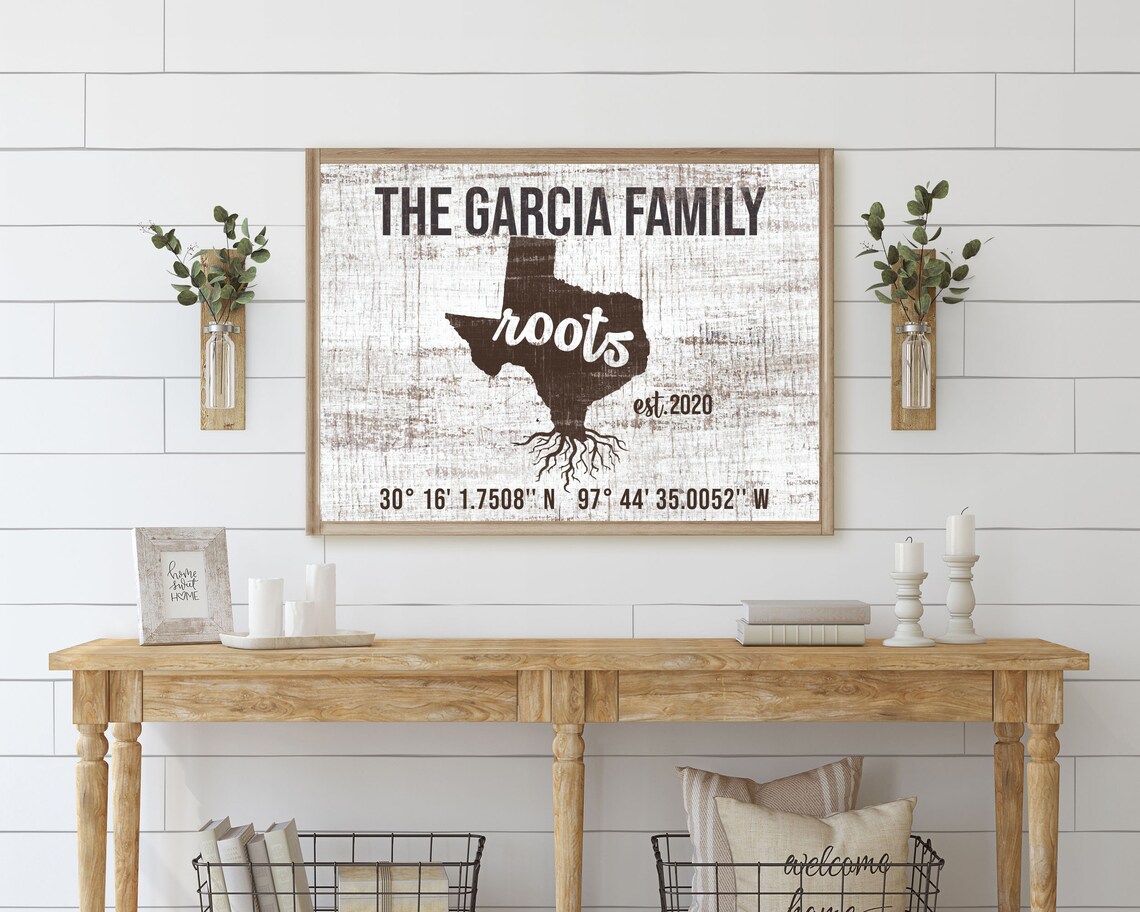 Texas Roots Personalized Family Name State Map Farmhouse Poster - Image 3