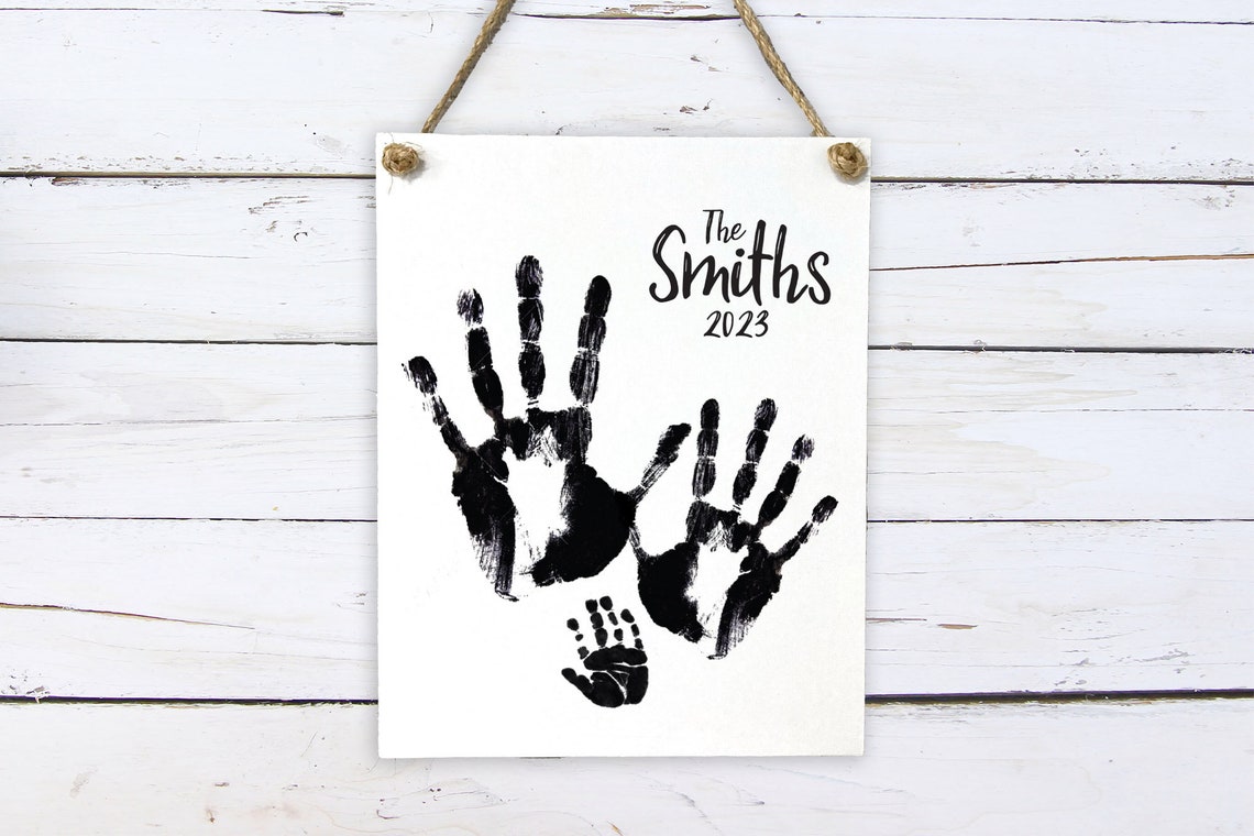 Custom Family Handprint Portrait Art Personalized With Name And Year Print - Image 2