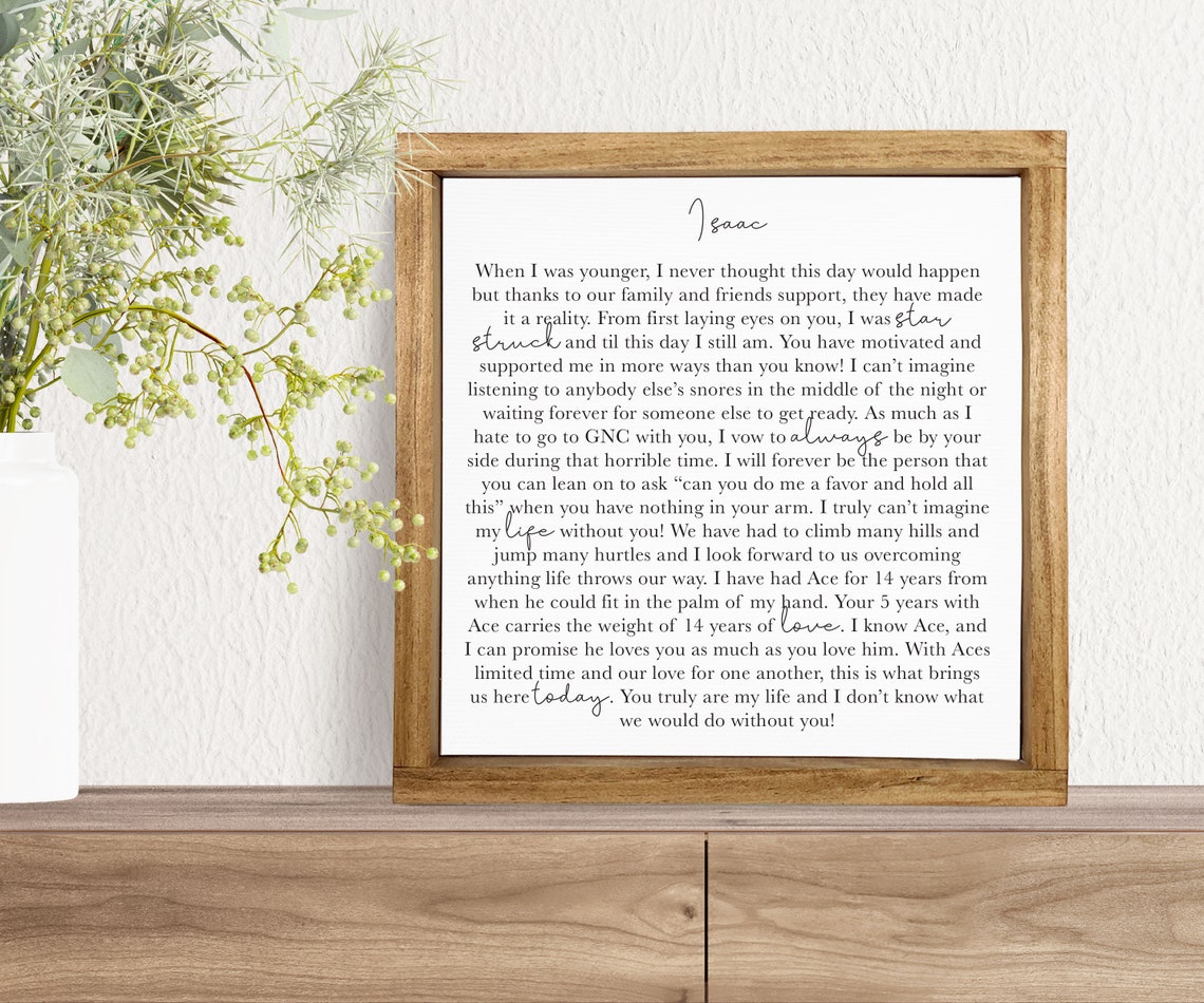 Custom Wedding Vow Text Keepsake Personalized Framed Wedding Poster - Image 2