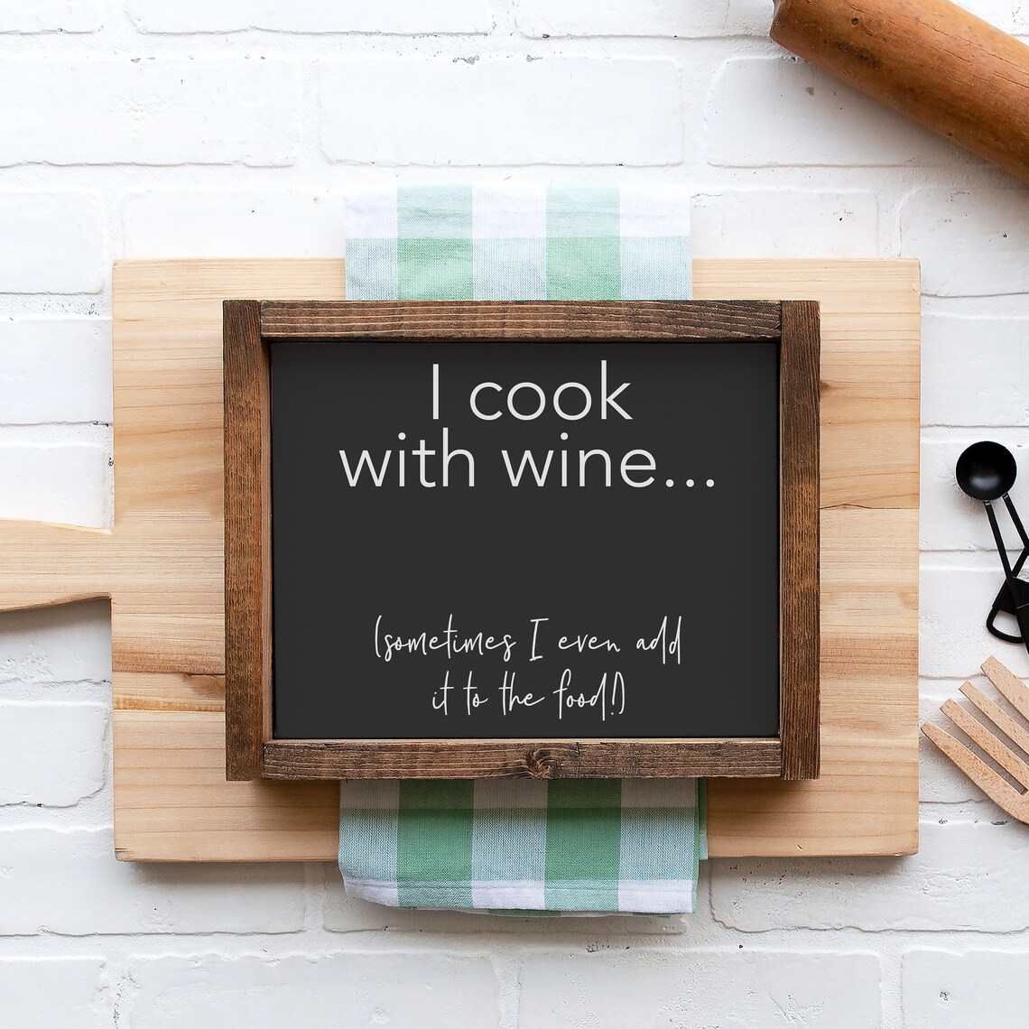 I Cook With Wine Sometimes Add It To The Food Funny Kitchen Poster - Image 3