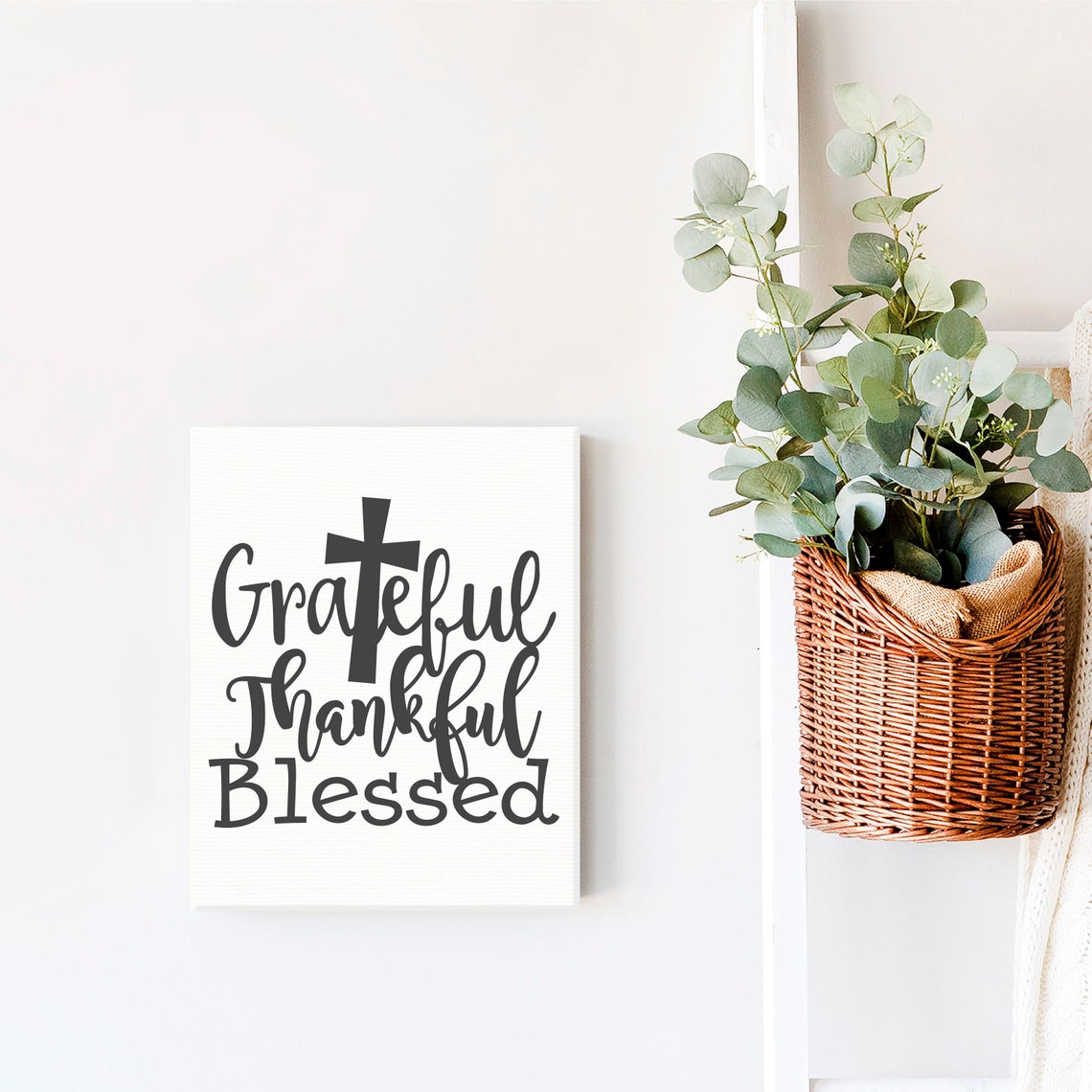 Grateful Thankful Blessed Religious Fall Decor Framed Farmhouse Signs October Autumn Bible Quotes Thanksgiving Church Signs - Image 3