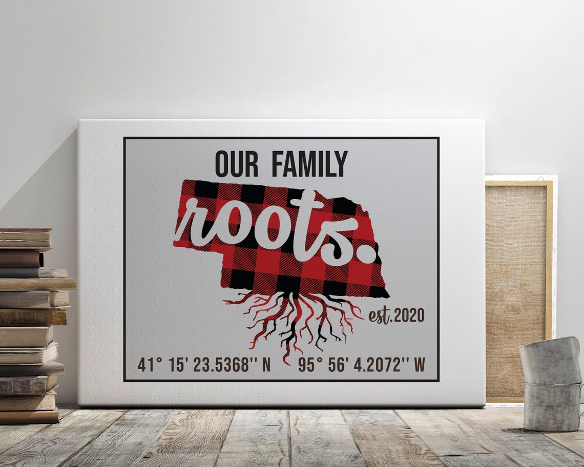 Personalized Nebraska Roots Buffalo Plaid Family Name State Map Poster - Image 3