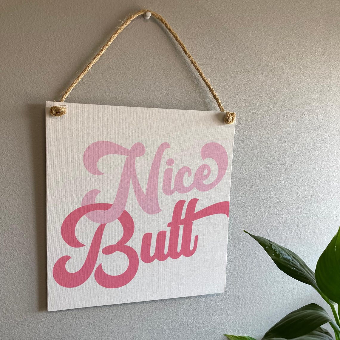 Nice Butt Pink Retro Script Funny Bathroom Sign Farmhouse Wall Art - Image 2