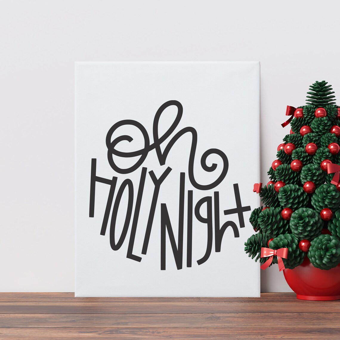 Oh Holy Night Christmas Carol Song Gray Wood Framed Holiday Poster - Image 3
