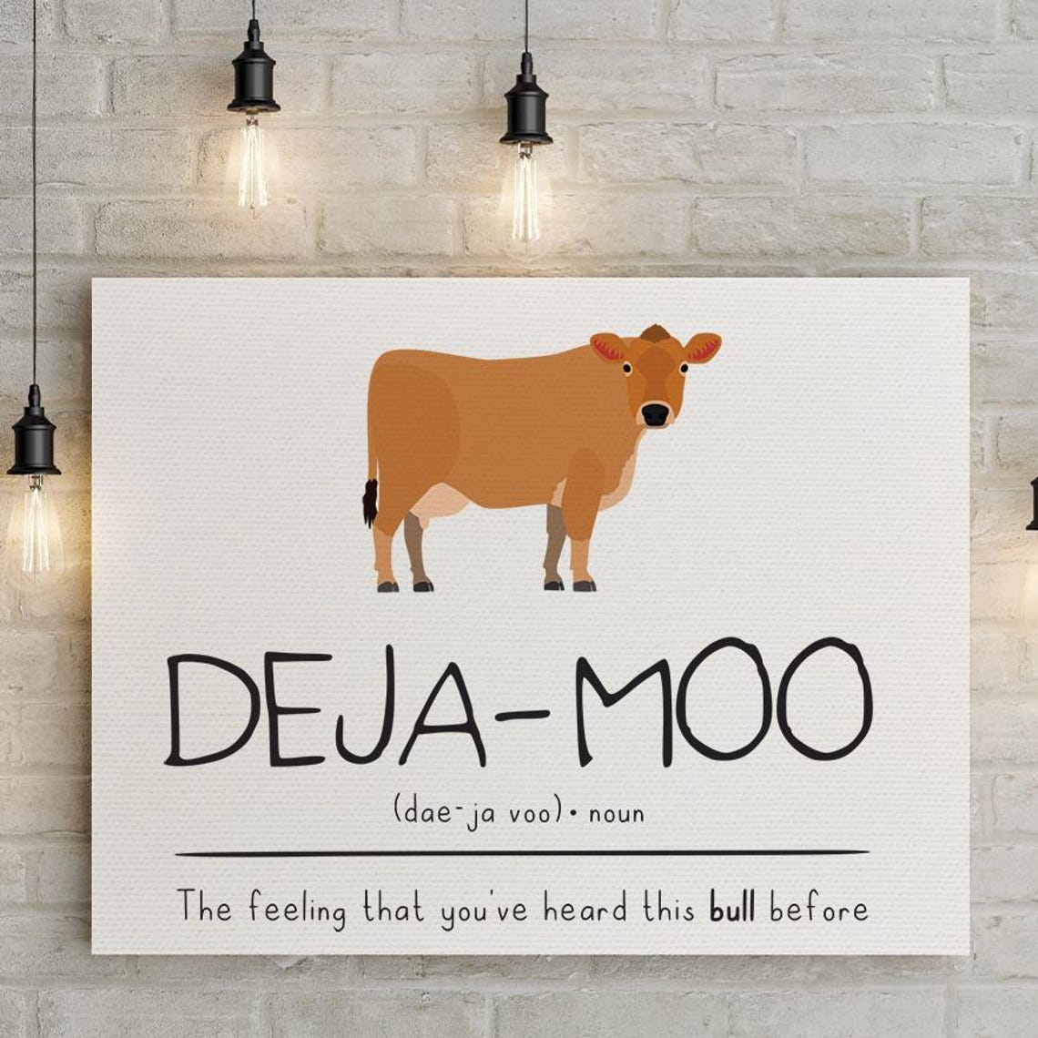 Deja Moo Funny Cow Pun Dictionary Definition Farmhouse Animal Poster - Image 3