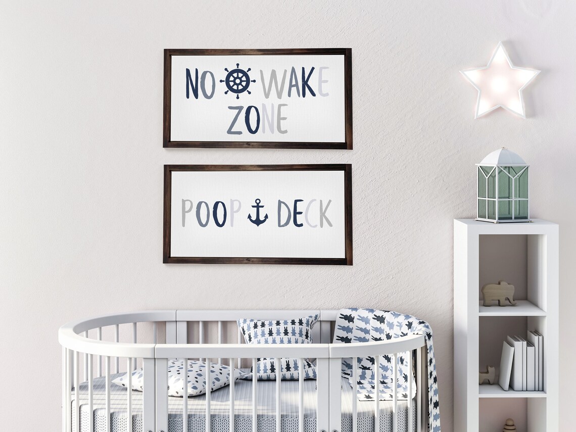 Poop Deck No Wake Zone, Ocean Theme Nursery Decor - Image 3