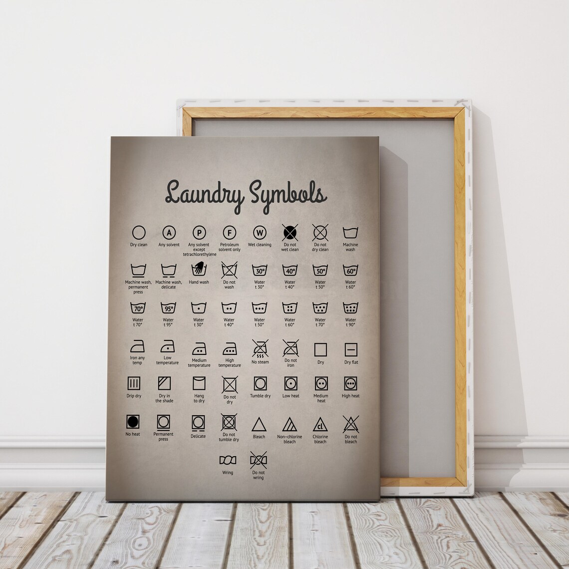 Laundry Room Symbols, Vintage Distressed Wash Print - Image 3
