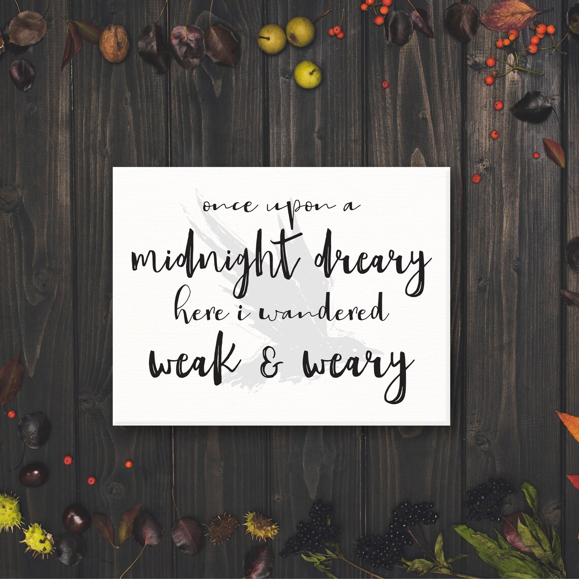 Once Upon a Midnight Dreary Raven Poe Quote Halloween Sign Poster - Image 3