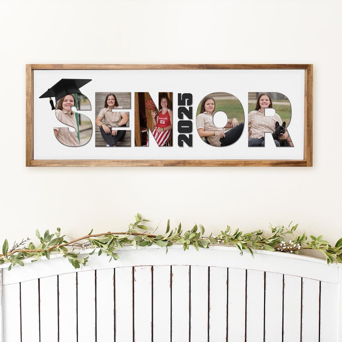 Senior 2025 Photo Collage Letter Graduation Cap Keepsake Wall Poster