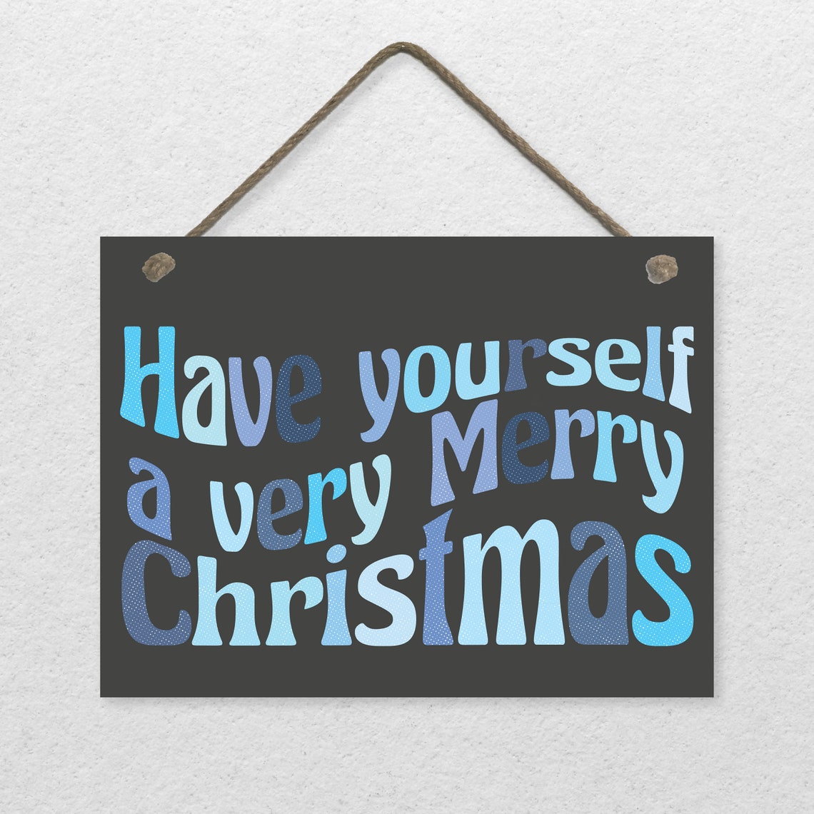 Have Yourself a Very Merry Christmas Blue Retro Script Poster - Image 3