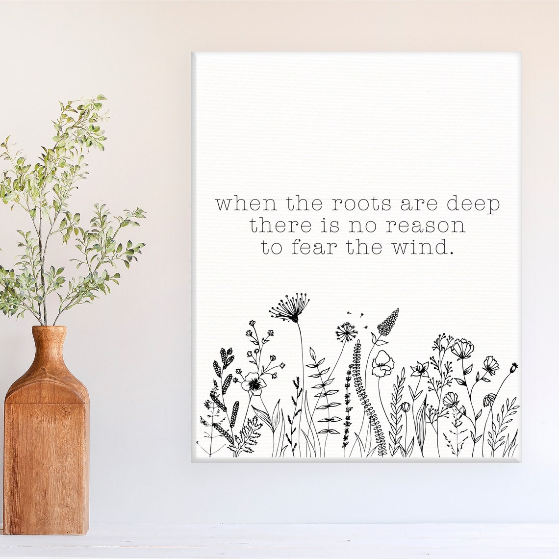 When The Roots Are Deep Wildflower Botanical Art Quote Poster - Image 2