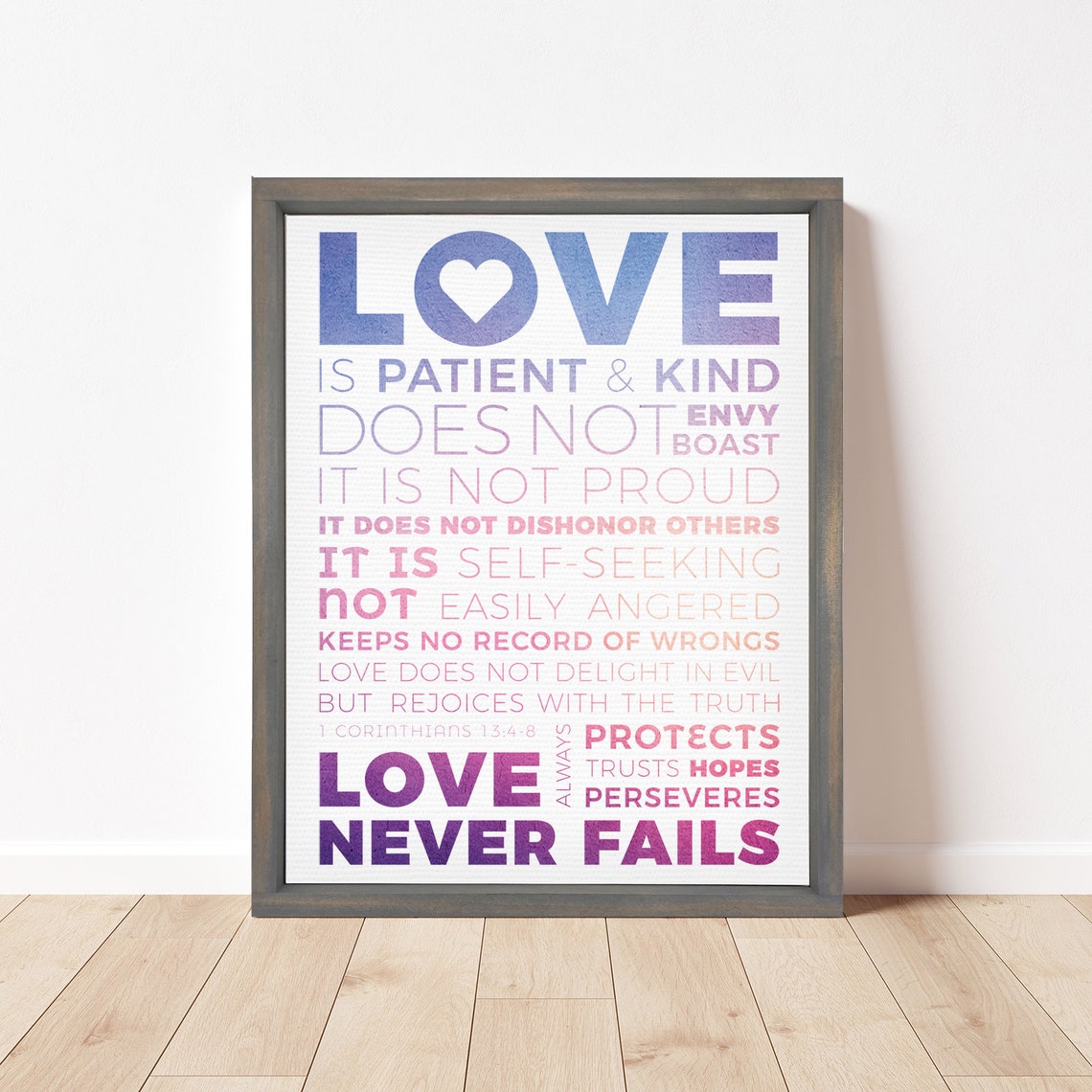 Love Is Patient Kind Bible Verse Gradient Typography Scripture Poster