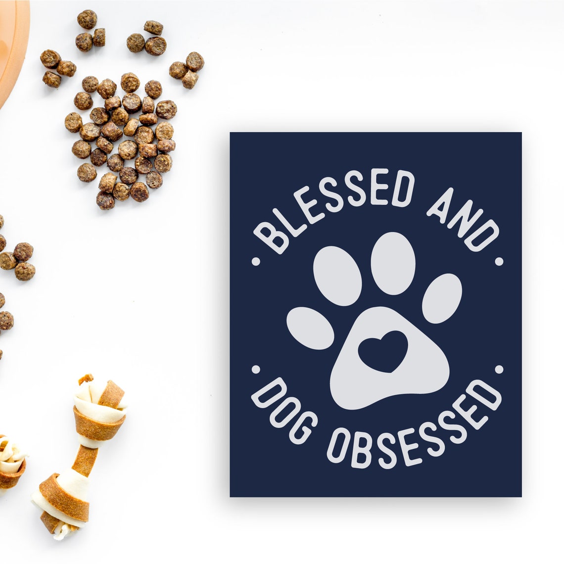Blessed and Dog Obsessed Puppy Paw Lover Quote Gift Wall Poster - Image 3
