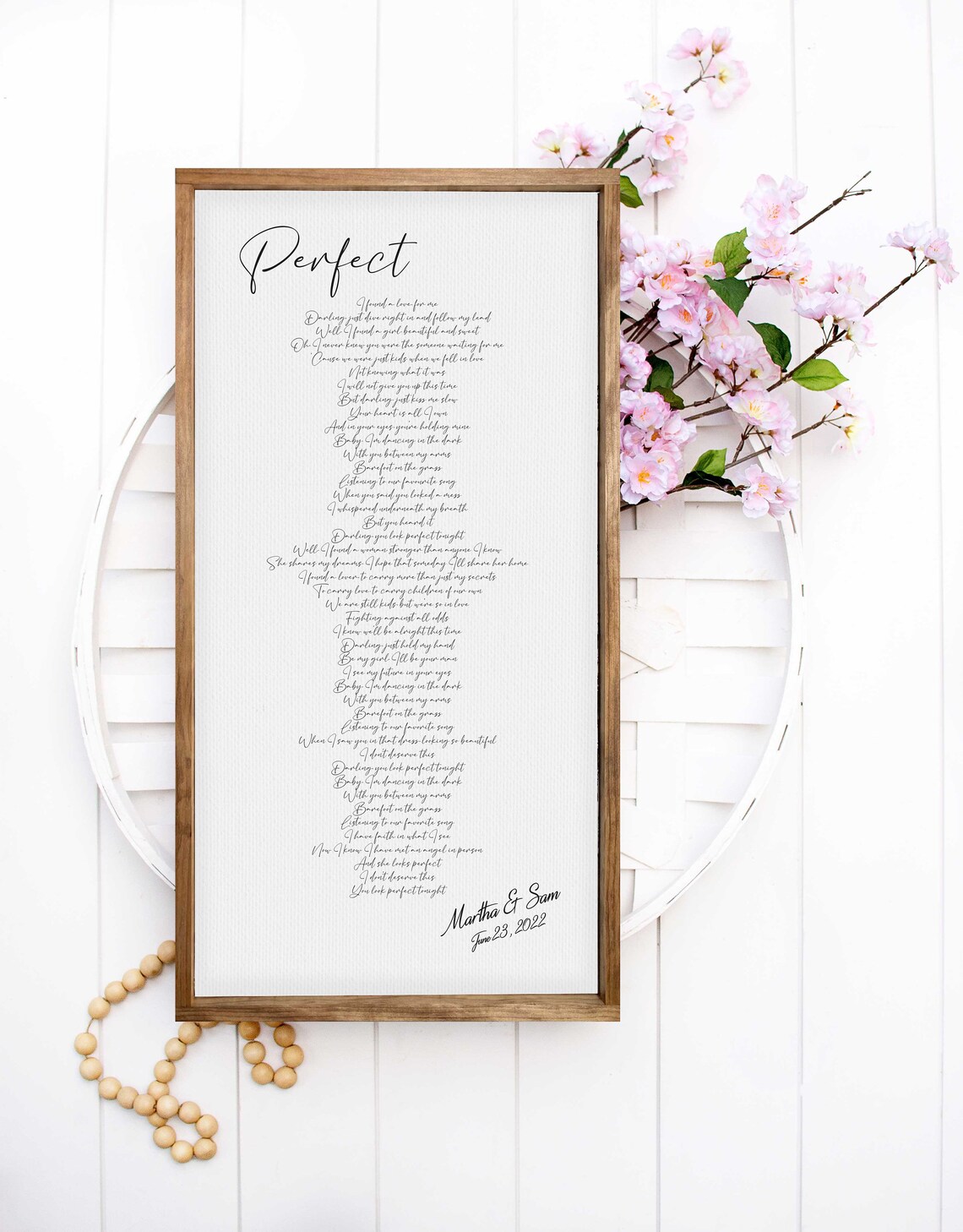 Perfect Ed Sheeran Wedding Song Lyrics Heart Shape Couple Date Poster - Image 3
