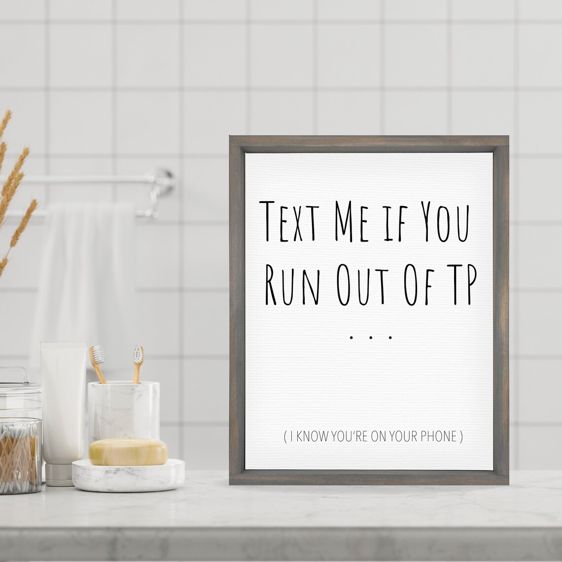 Text Me If You Run Out Of Tp Bathroom Humor Decor Wall Decor Custom Choose Your Background Different Stain Options - Image 3