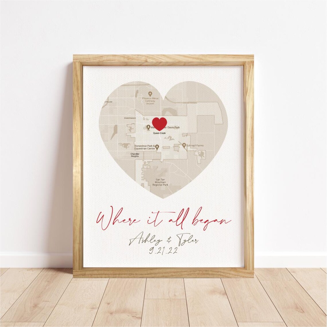 Custom Sepia Map, Anniversary Wedding Gift