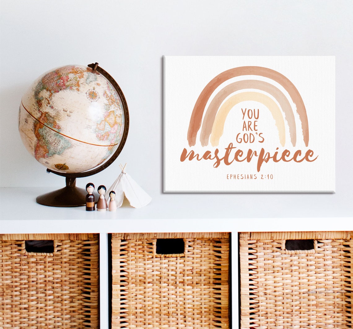 You Are God's Masterpiece Ephesians 2:10 Boho Rainbow Poster - Image 3