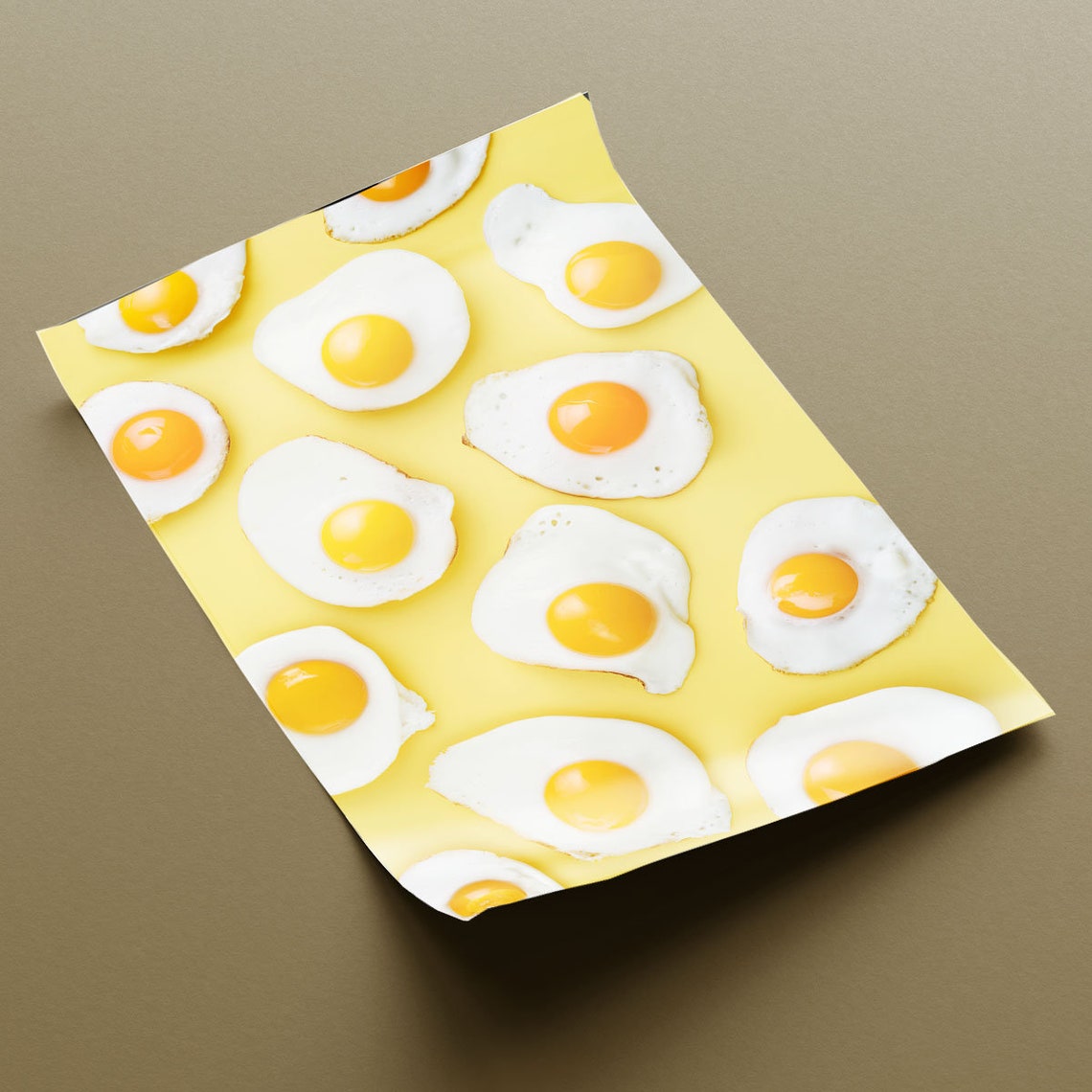Sunny Side Up Fried Eggs On Yellow Background Fun Retro Kitchen Poster - Image 3