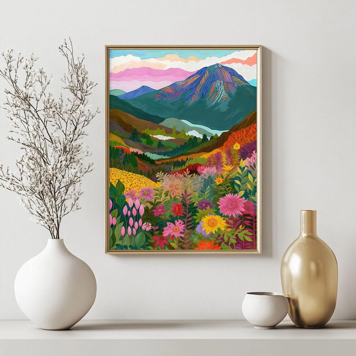 Mountain And Meadow Wall Art Print Minimalist Geometric Decor Ready To Hang Trendy And Modern - Image 2