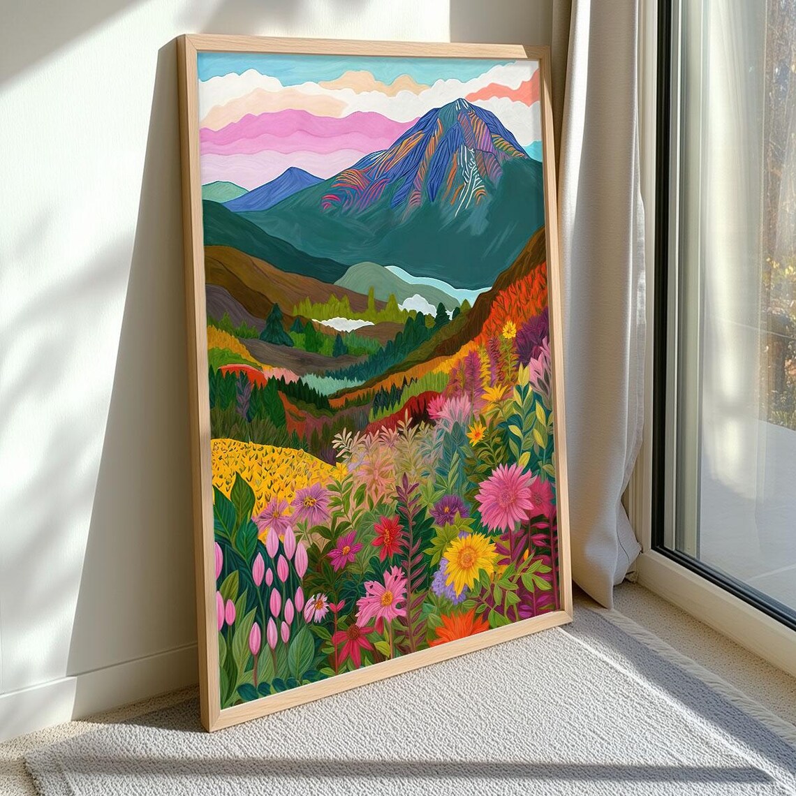 Mountain And Meadow Wall Art Print Minimalist Geometric Decor Ready To Hang Trendy And Modern - Image 3