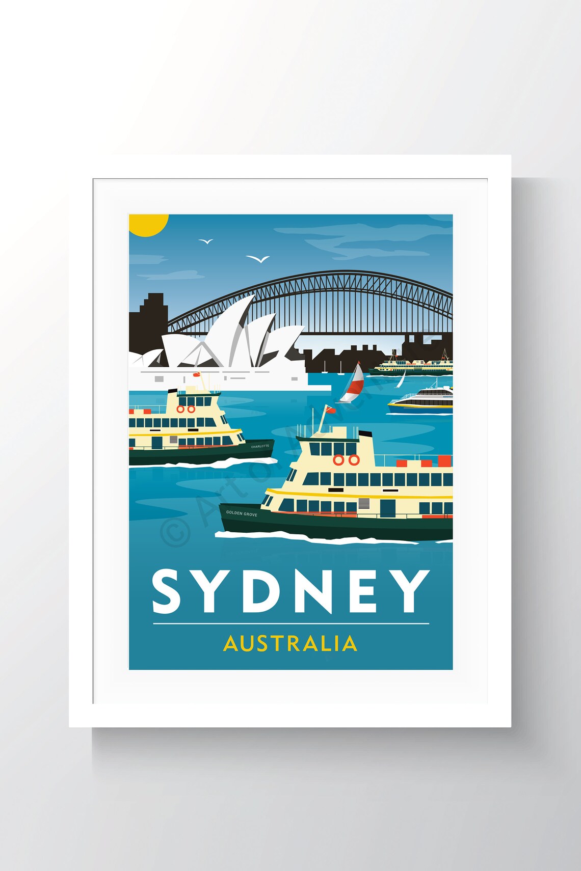 Sydney Ferries Australia, Vintage Travel Poster - Image 2