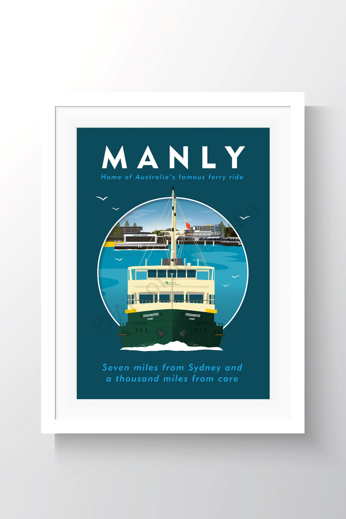 Manly Ferry Australia Sydney Harbour Classic Ferry Ride Vintage Poster - Image 2