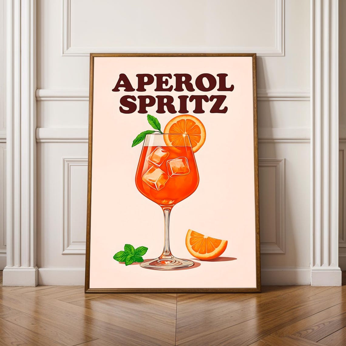 Aperol Spritz Print Retro Cocktail Poster Italian Bar Decor