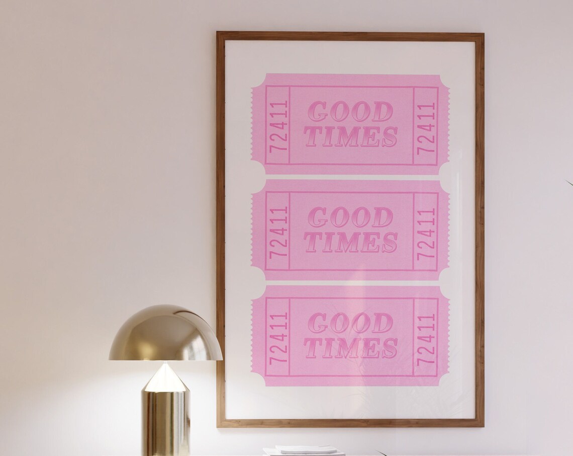 Pink Good Times Ticket Stub Trio Preppy Girly Room Poster Decor