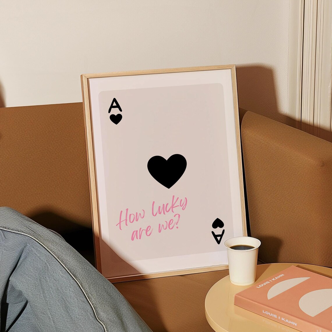 How Lucky Are We Ace Of Hearts Pink Script Romantic Love Poster