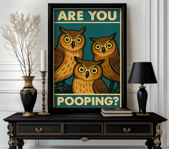 Funny Animal Are You Pooping Retro Wall Art Trending Decor White Elephant Gift Lover Cute Motivational 55