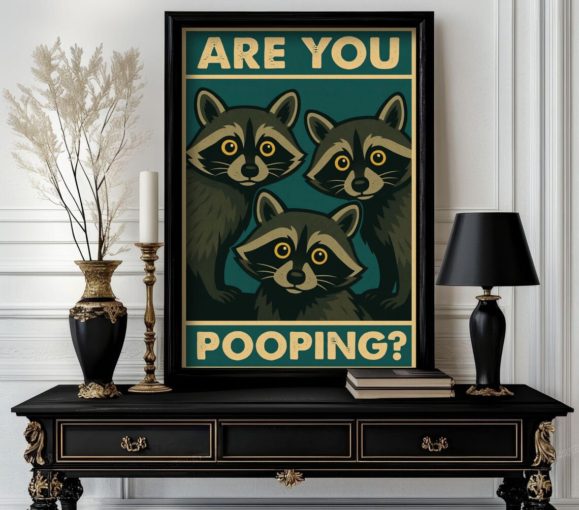 Funny Animal Are You Pooping Retro Wall Art Trending Decor White Elephant Gift Lover Cute Motivational 110