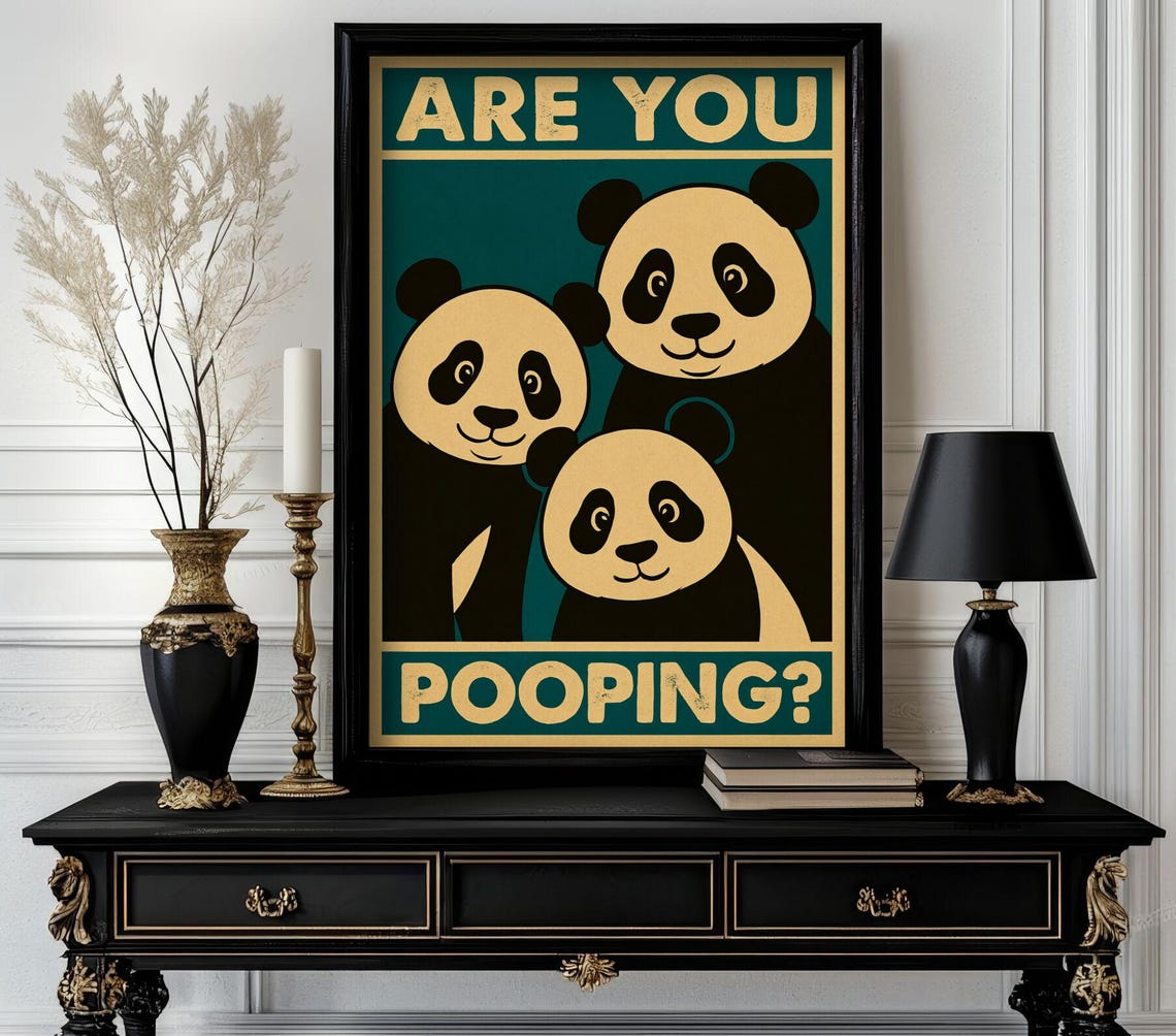 Funny Animal Are You Pooping Retro Wall Art Trending Decor White Elephant Gift Lover Cute Motivational 40