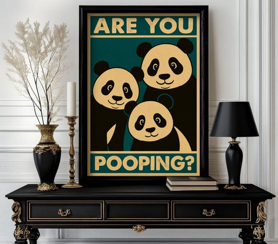 Funny Animal Are You Pooping Retro Wall Art Trending Decor White Elephant Gift Lover Cute Motivational 40