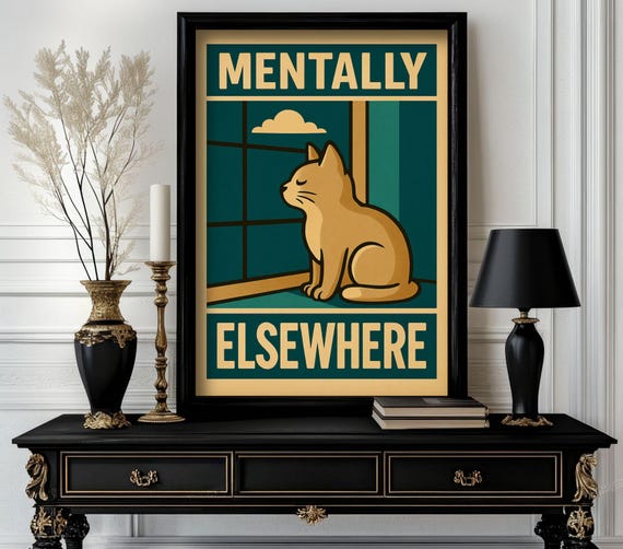 Funny Animal Quote Poster Mentally Elsewhere Trending Decor White Elephant Gift Lover Cute Motivational Art 22