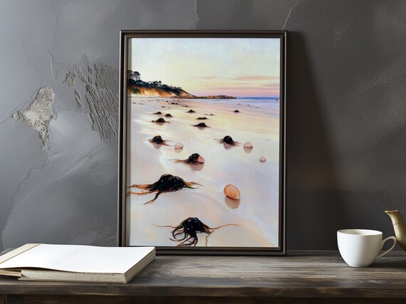 Kelp Strewn Beach with Distant Headland Impressionist Poster