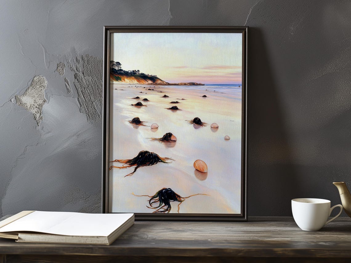 Kelp Strewn Beach with Distant Headland Impressionist Poster